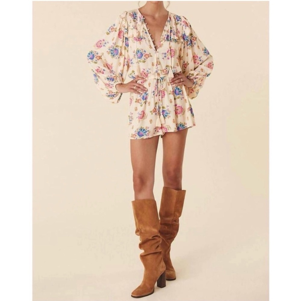 Spell Solstice Romper Cream Floral Tie-Waist Romper